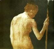 kathe kollwitz kvinnlig rygghalvakt med stav oil painting on canvas